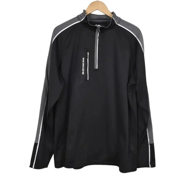 Second Skin Hydrawick1/4 Zip Sweatshirt Tech Jacket Black Gray Size XXL - Picture 1 of 10